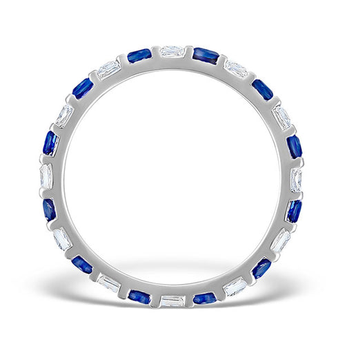 Sapphire 0.70ct And Diamond 18K White Gold Eternity Ring HG42-322UXUY